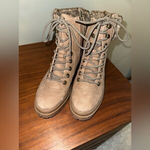 Women's Tan Lace-Up Boots
